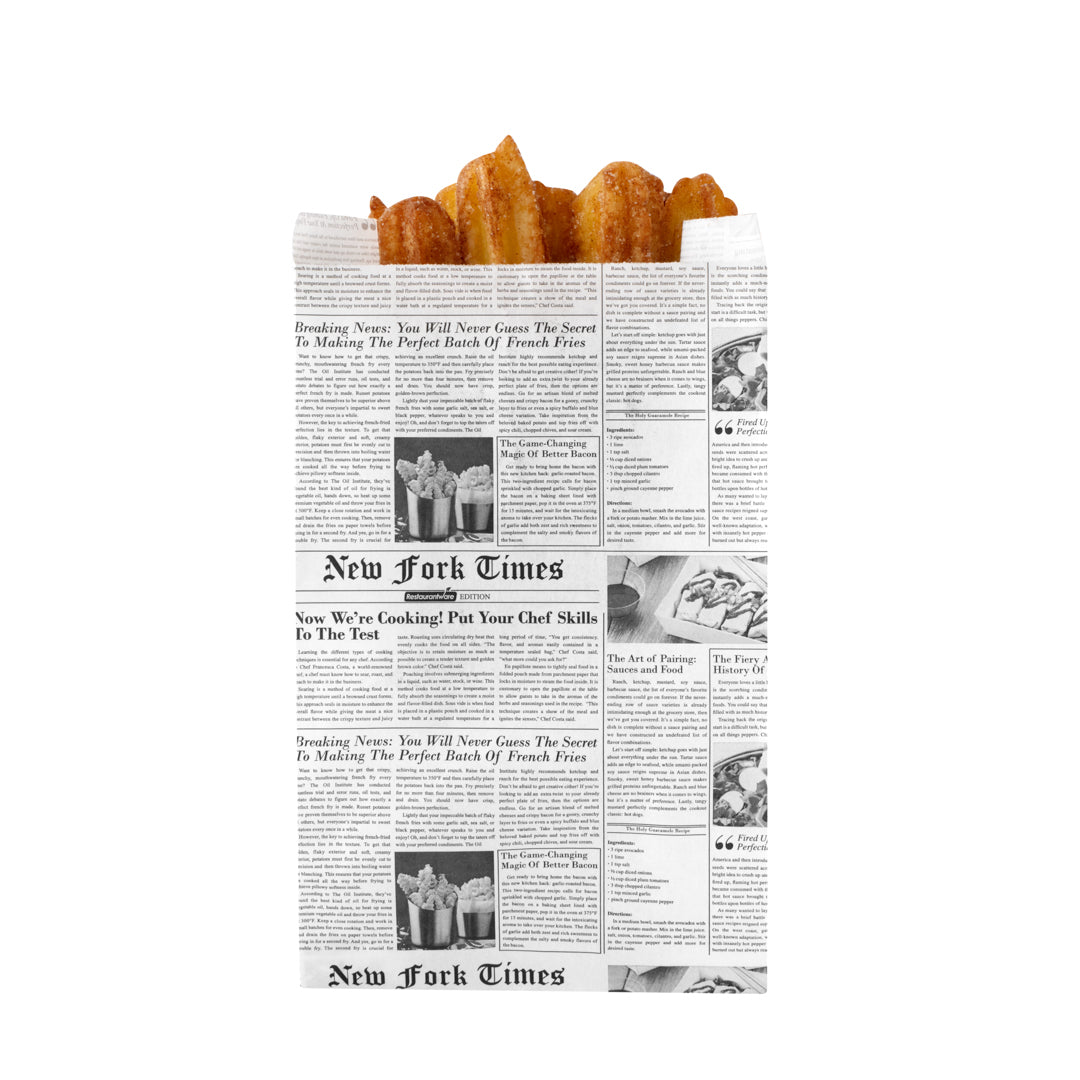 Bag Tek Newsprint Paper French Fry / Snack Bag - 5" x 3" x 8 3/4" - 100 count box