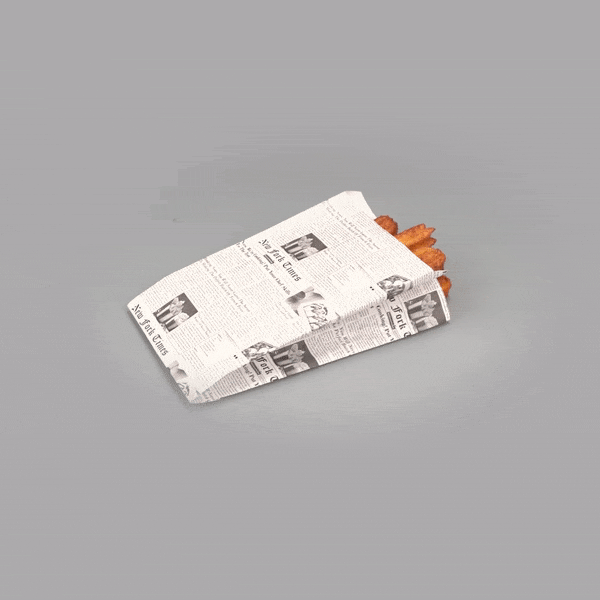 Bag Tek Newsprint Paper French Fry / Snack Bag - 5" x 3" x 8 3/4" - 100 count box