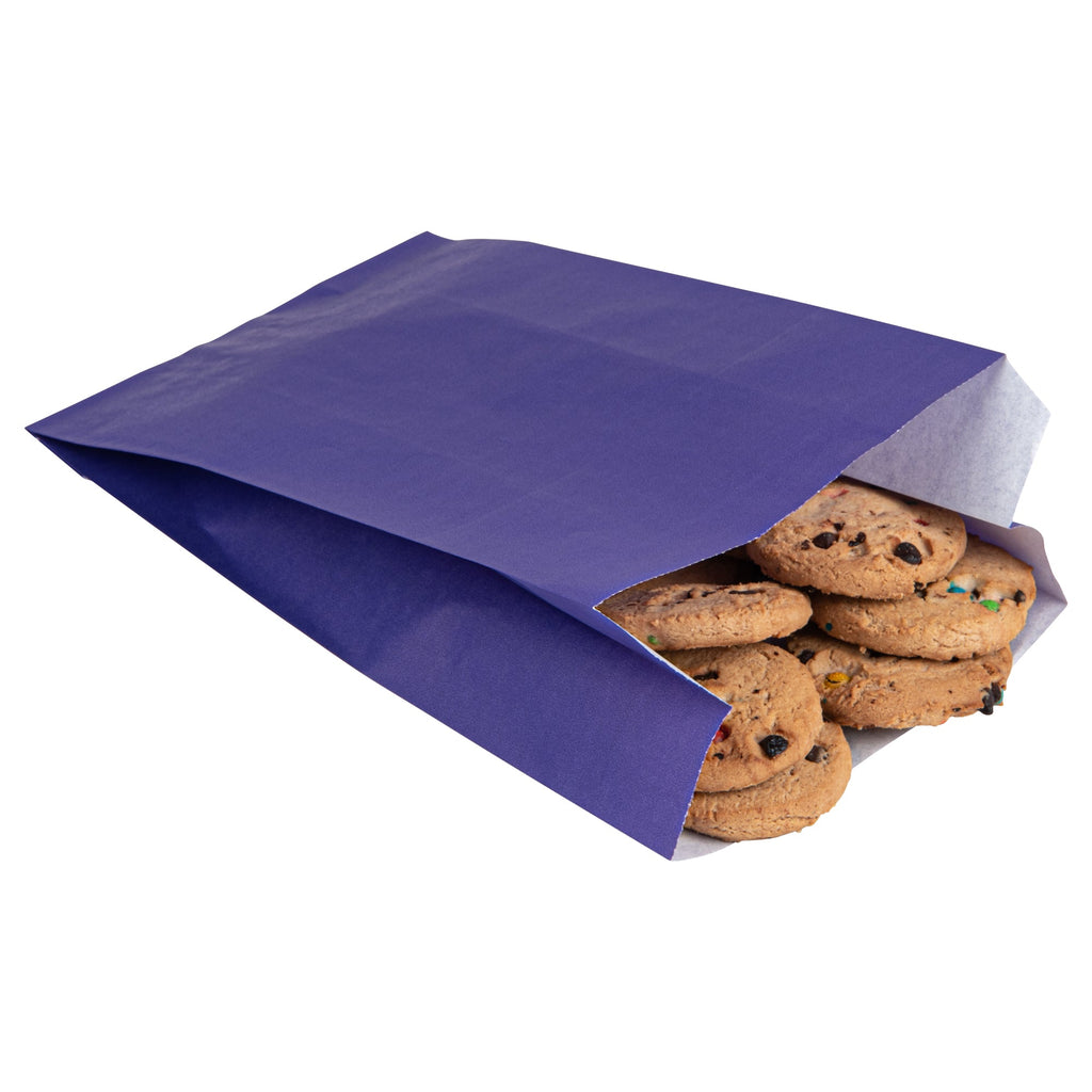 Bag Tek Purple Paper French Fry / Snack Bag - 5" x 3" x 8 3/4" - 100 count box