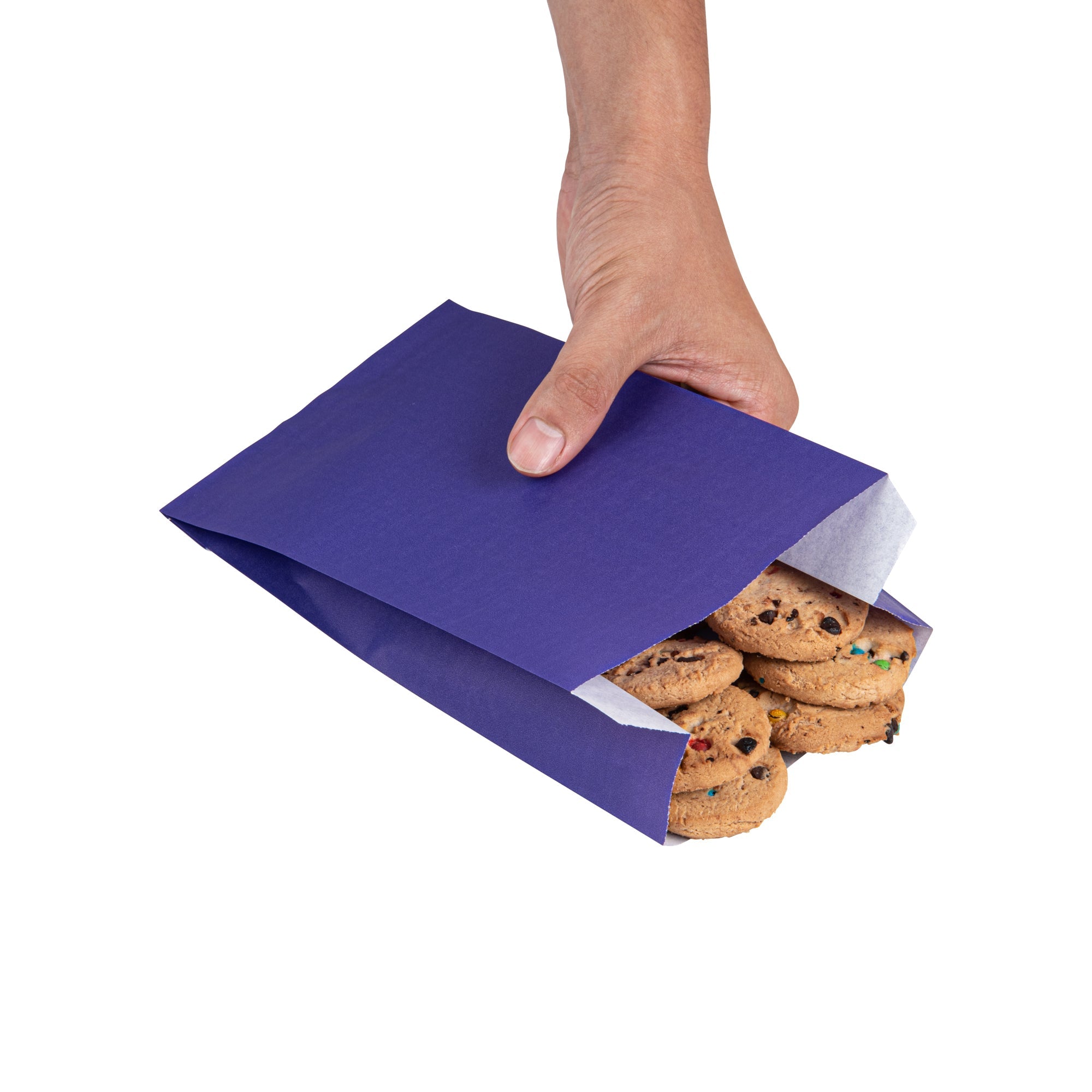 Bag Tek Purple Paper French Fry / Snack Bag - 5" x 3" x 8 3/4" - 100 count box