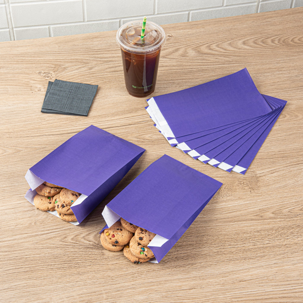 Bag Tek Purple Paper French Fry / Snack Bag - 5" x 3" x 8 3/4" - 100 count box