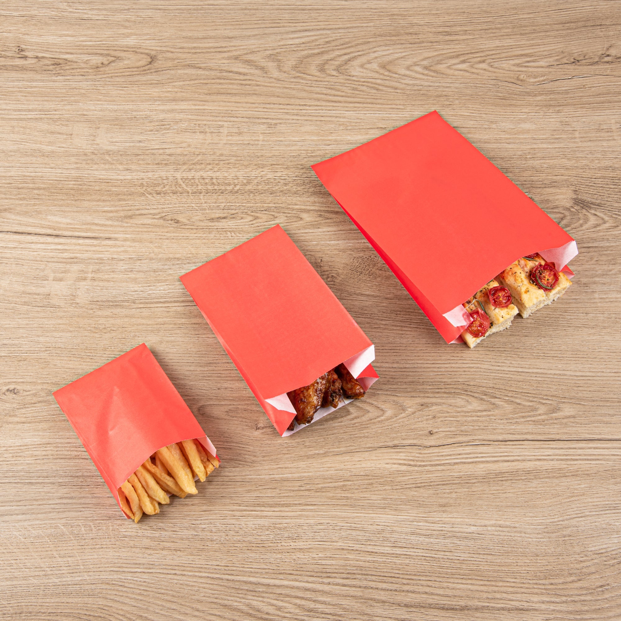 Bag Tek Red Paper French Fry / Snack Bag - 5" x 3" x 8 3/4" - 100 count box