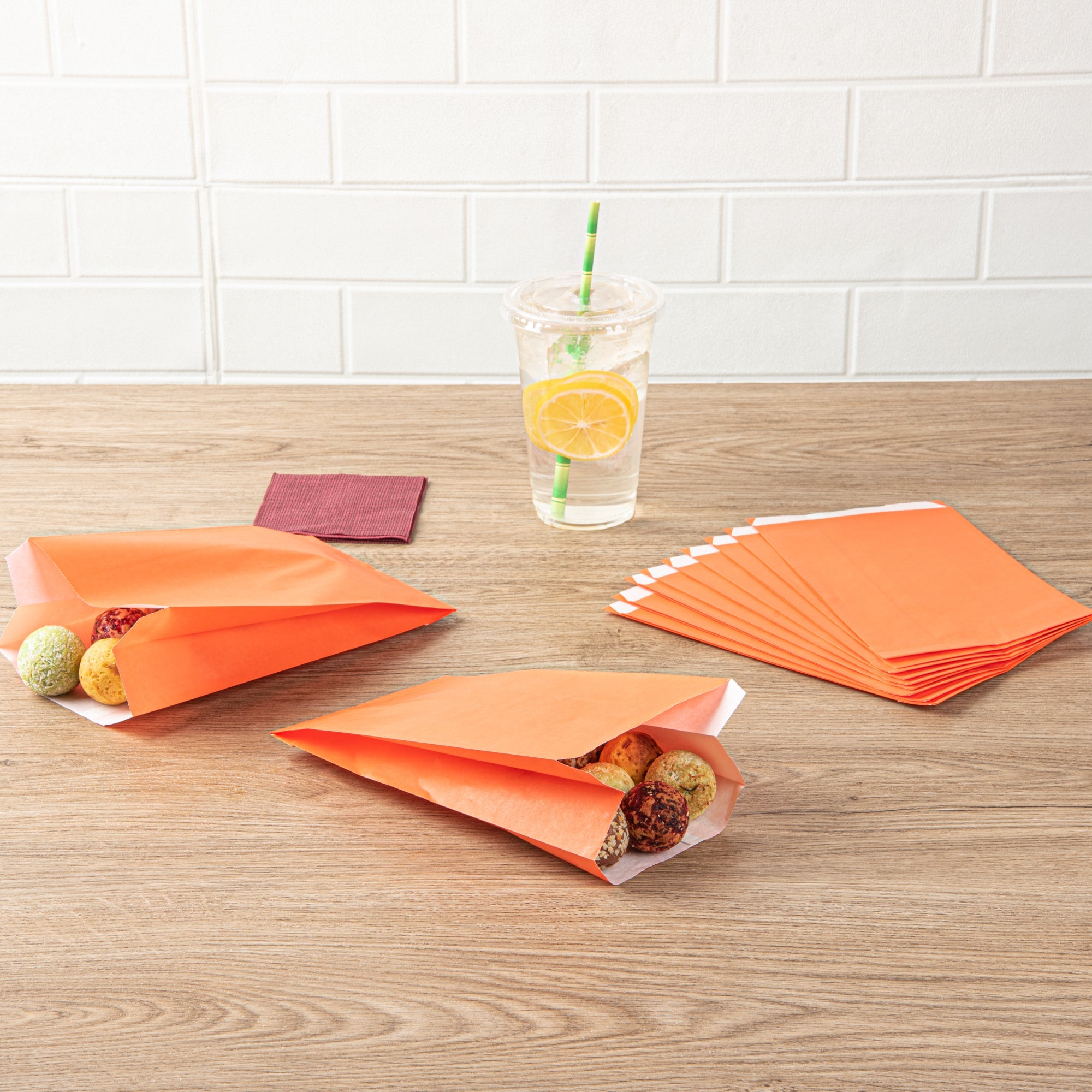 Bag Tek Tangerine Orange Paper French Fry / Snack Bag - 5" x 3" x 8 3/4" - 100 count box