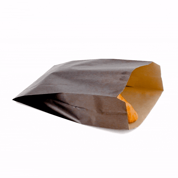 Bag Tek Black Paper French Fry / Snack Bag - 7" x 3" x 11" - 100 count box