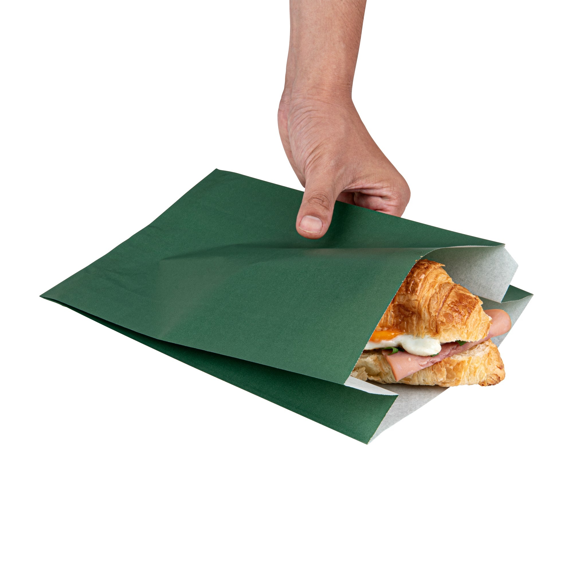 Bag Tek Forest Green Paper French Fry / Snack Bag - 7" x 3" x 11" - 100 count box
