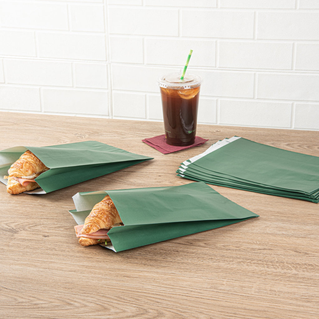 Bag Tek Forest Green Paper French Fry / Snack Bag - 7" x 3" x 11" - 100 count box