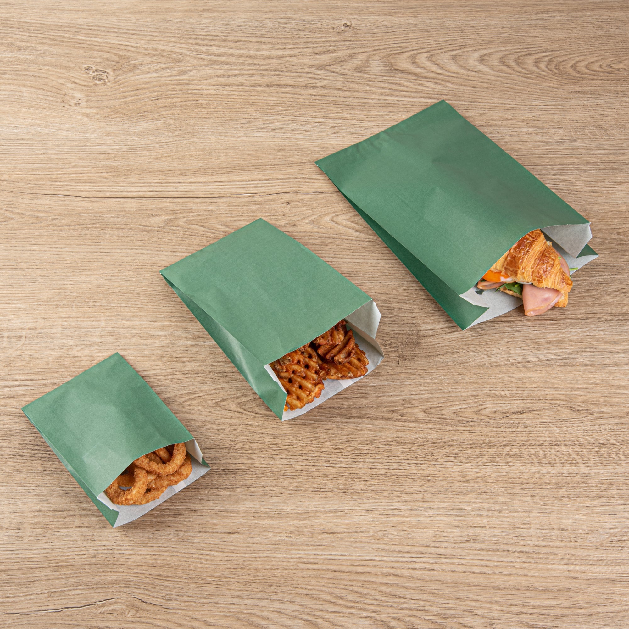 Bag Tek Forest Green Paper French Fry / Snack Bag - 7" x 3" x 11" - 100 count box