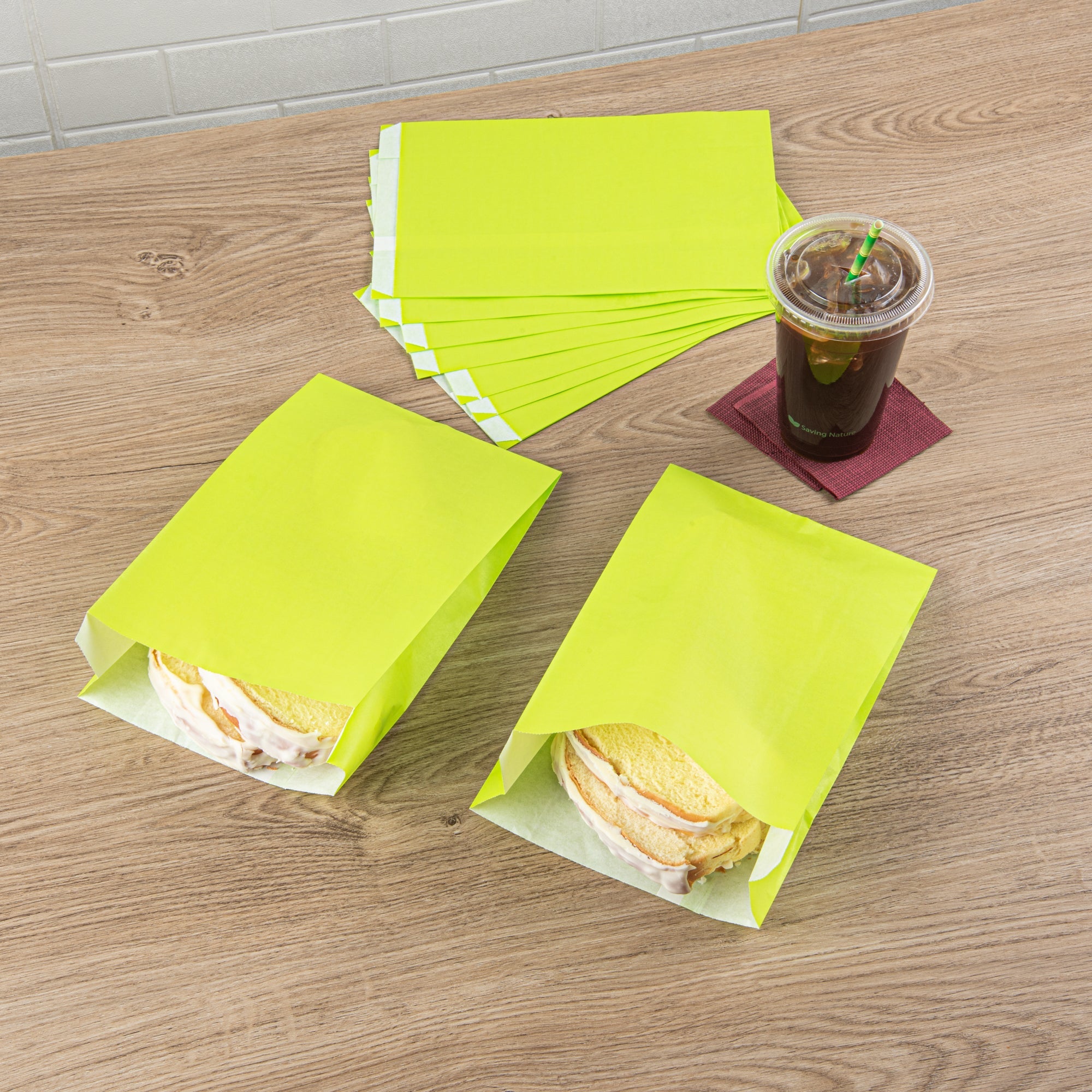 Bag Tek Eco Green Paper French Fry / Snack Bag - 7" x 3" x 11" - 100 count box