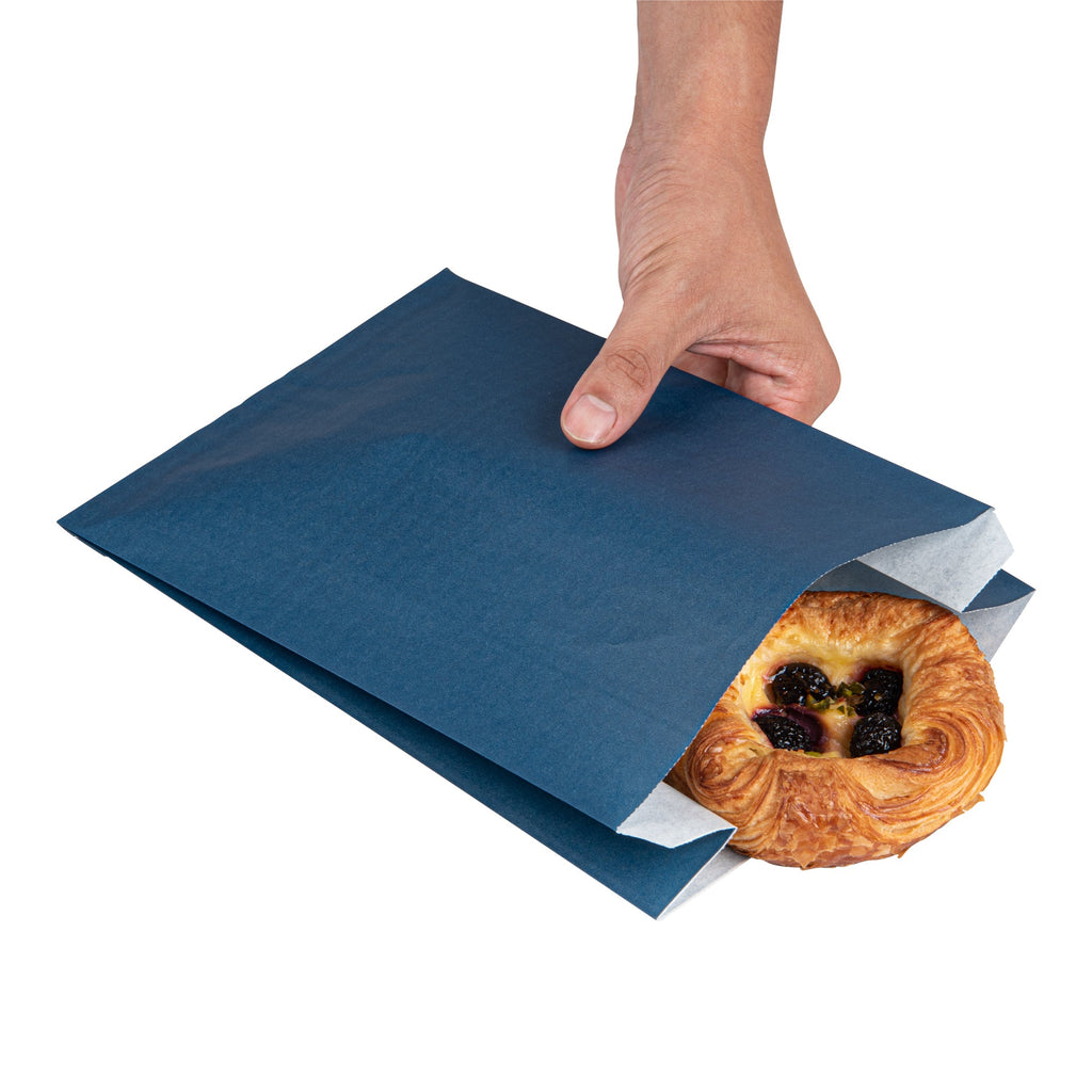 Bag Tek Midnight Blue Paper French Fry / Snack Bag - 7" x 3" x 11" - 100 count box