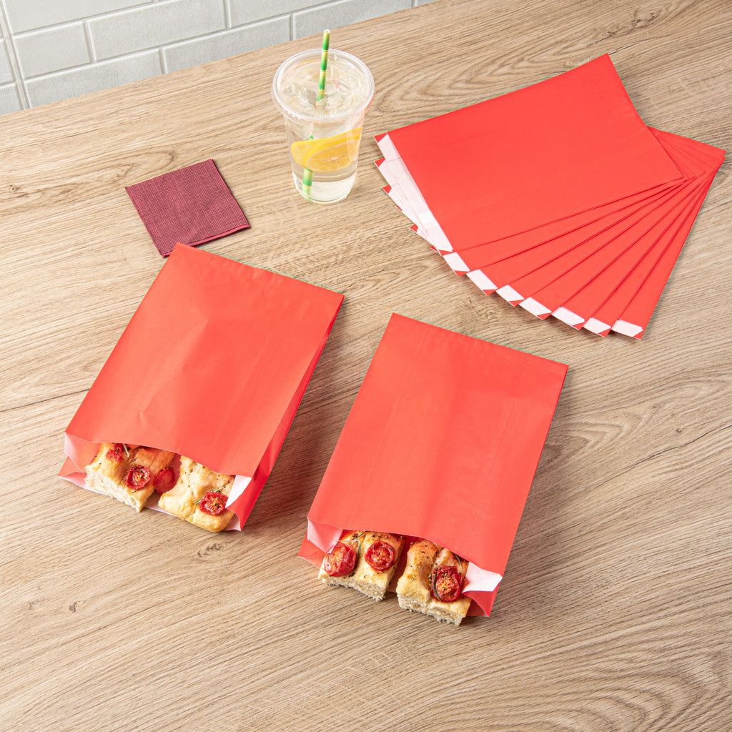Bag Tek Red Paper French Fry / Snack Bag - 7" x 3" x 11" - 100 count box