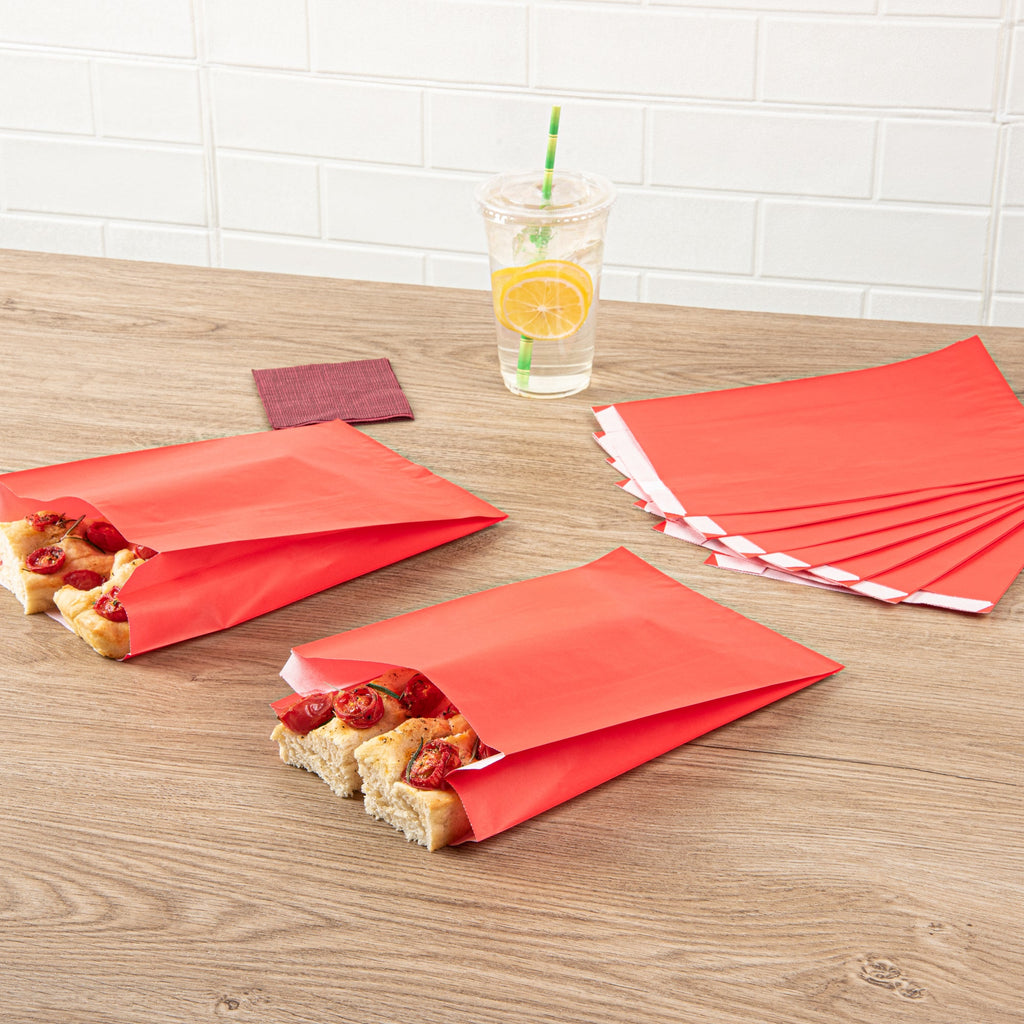 Bag Tek Red Paper French Fry / Snack Bag - 7" x 3" x 11" - 100 count box