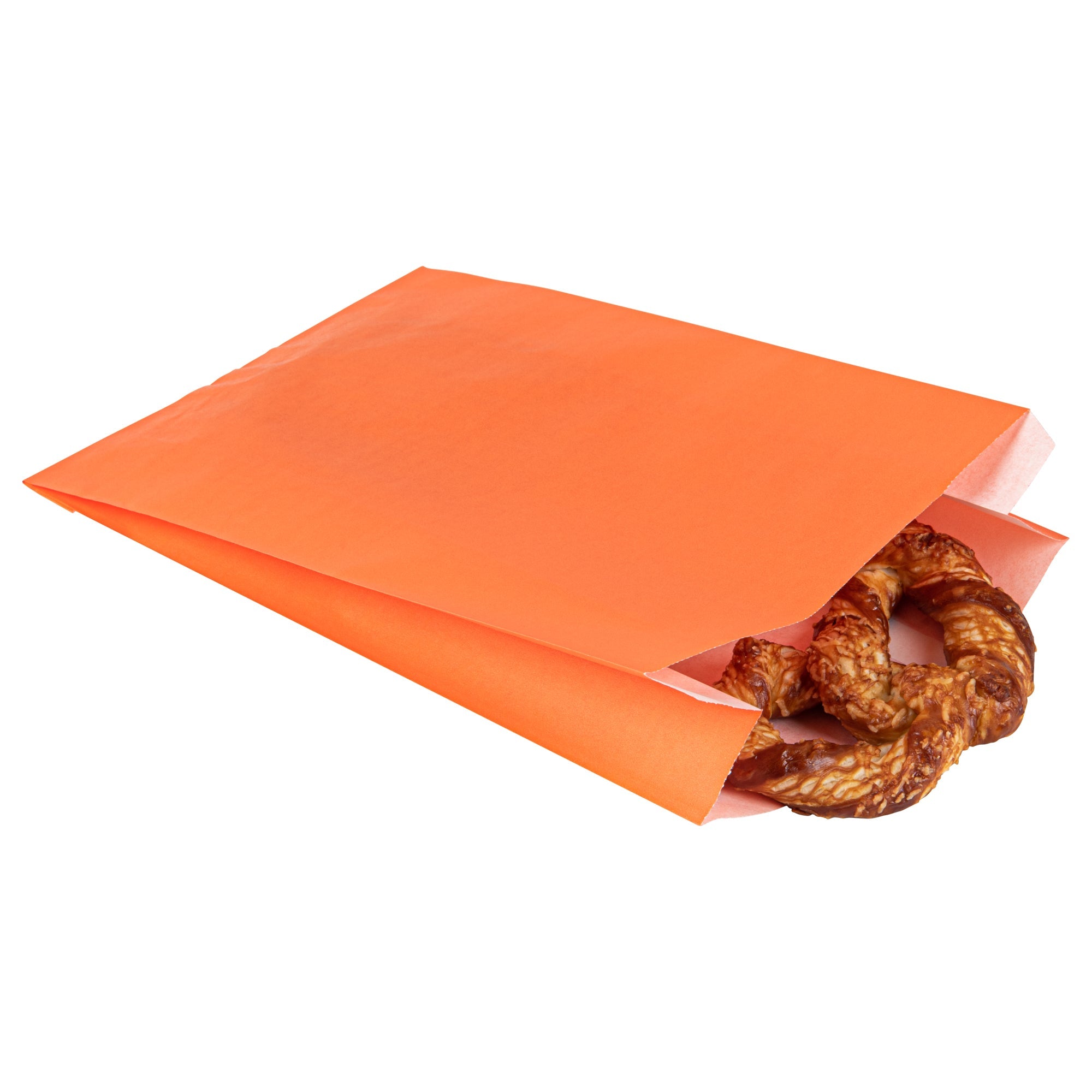 Bag Tek Tangerine Orange Paper French Fry / Snack Bag - 7" x 3" x 11" - 100 count box