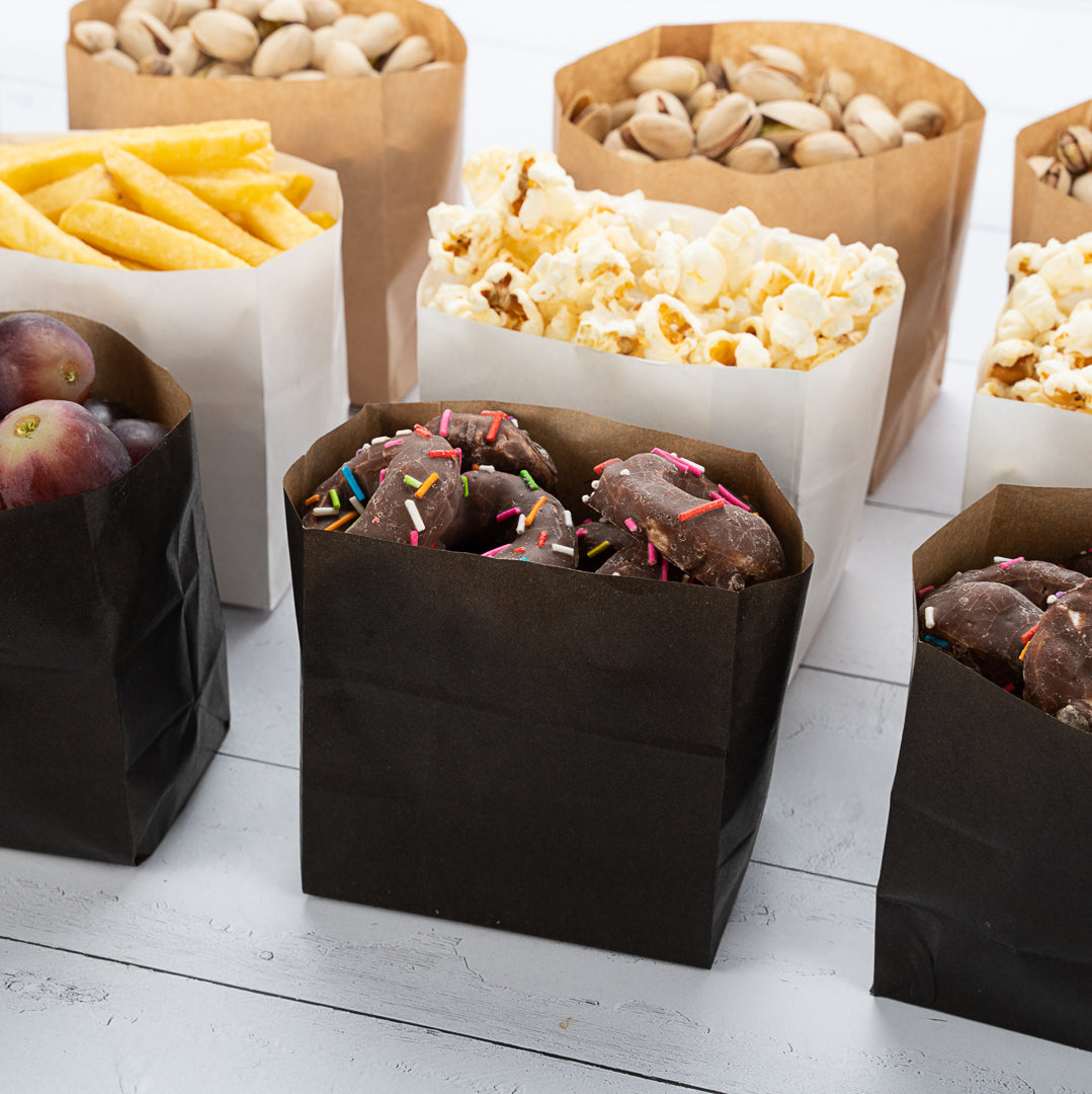 Bag Tek Black Paper Small Snack Bag - 4" x 2 1/4" x 3 3/4" - 100 count box
