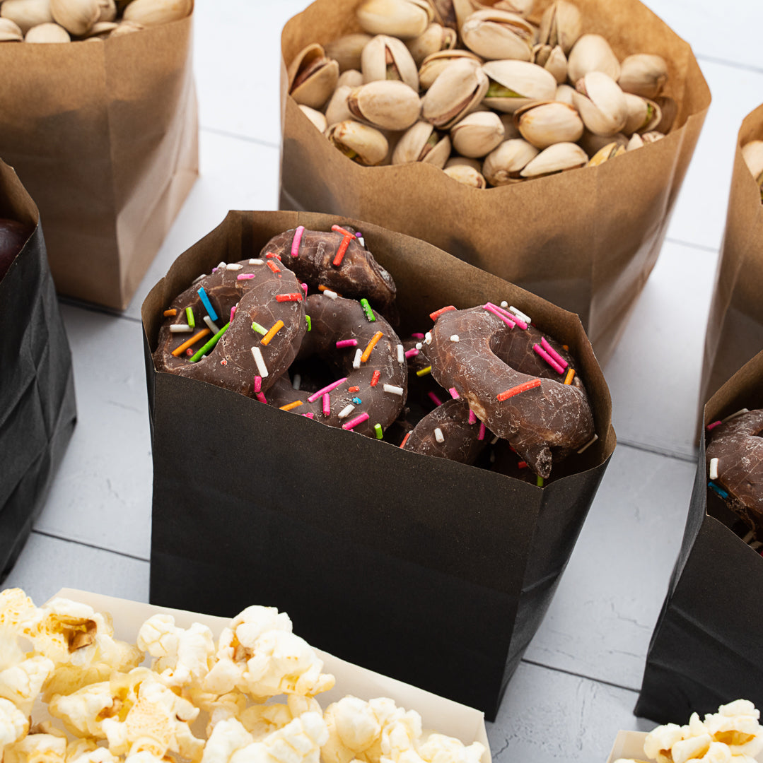 Bag Tek Black Paper Small Snack Bag - 4" x 2 1/4" x 3 3/4" - 100 count box