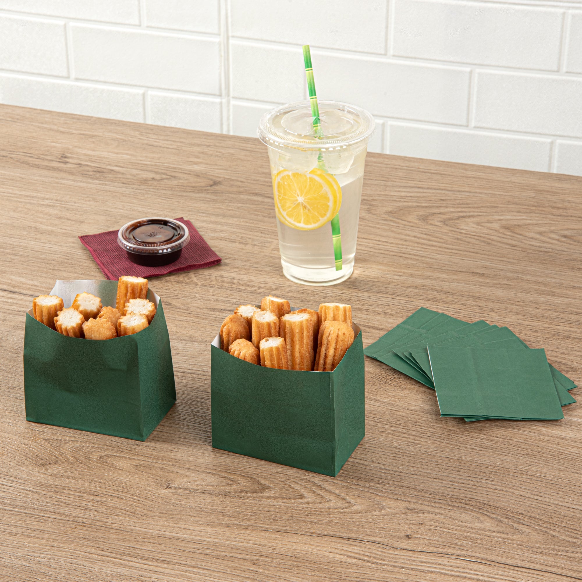 Bag Tek Forest Green Paper Small Snack Bag - 3 3/4" x 2 1/4" x 3 3/4" - 100 count box