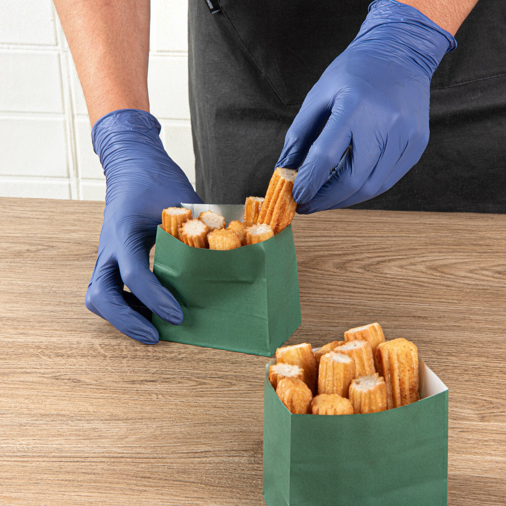 Bag Tek Forest Green Paper Small Snack Bag - 3 3/4" x 2 1/4" x 3 3/4" - 100 count box