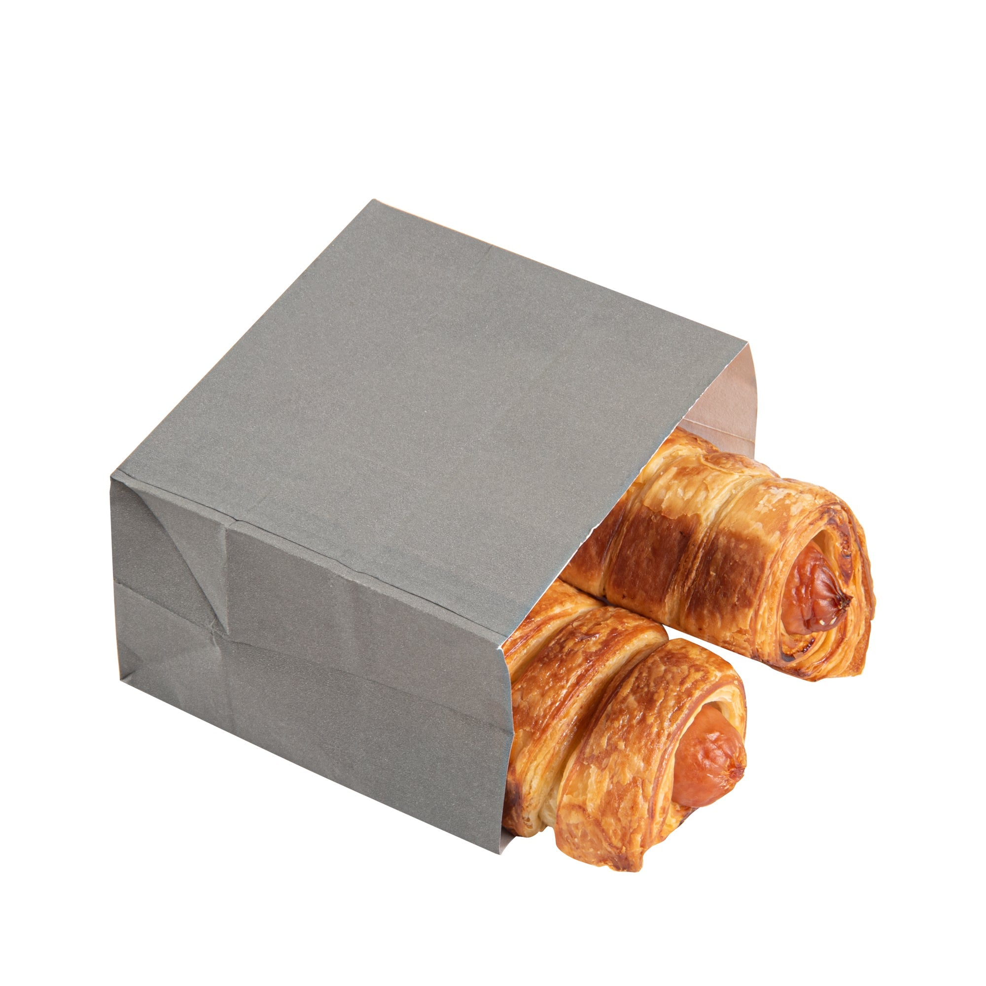 Bag Tek Gray Paper Small Snack Bag - 3 3/4" x 2 1/4" x 3 3/4" - 100 count box