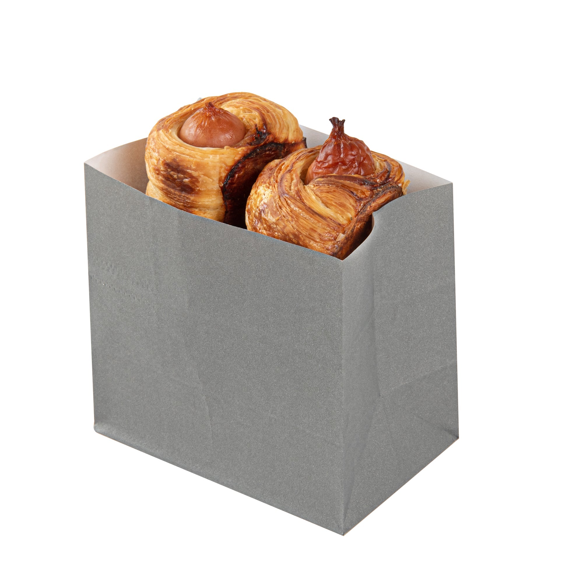 Bag Tek Gray Paper Small Snack Bag - 3 3/4" x 2 1/4" x 3 3/4" - 100 count box