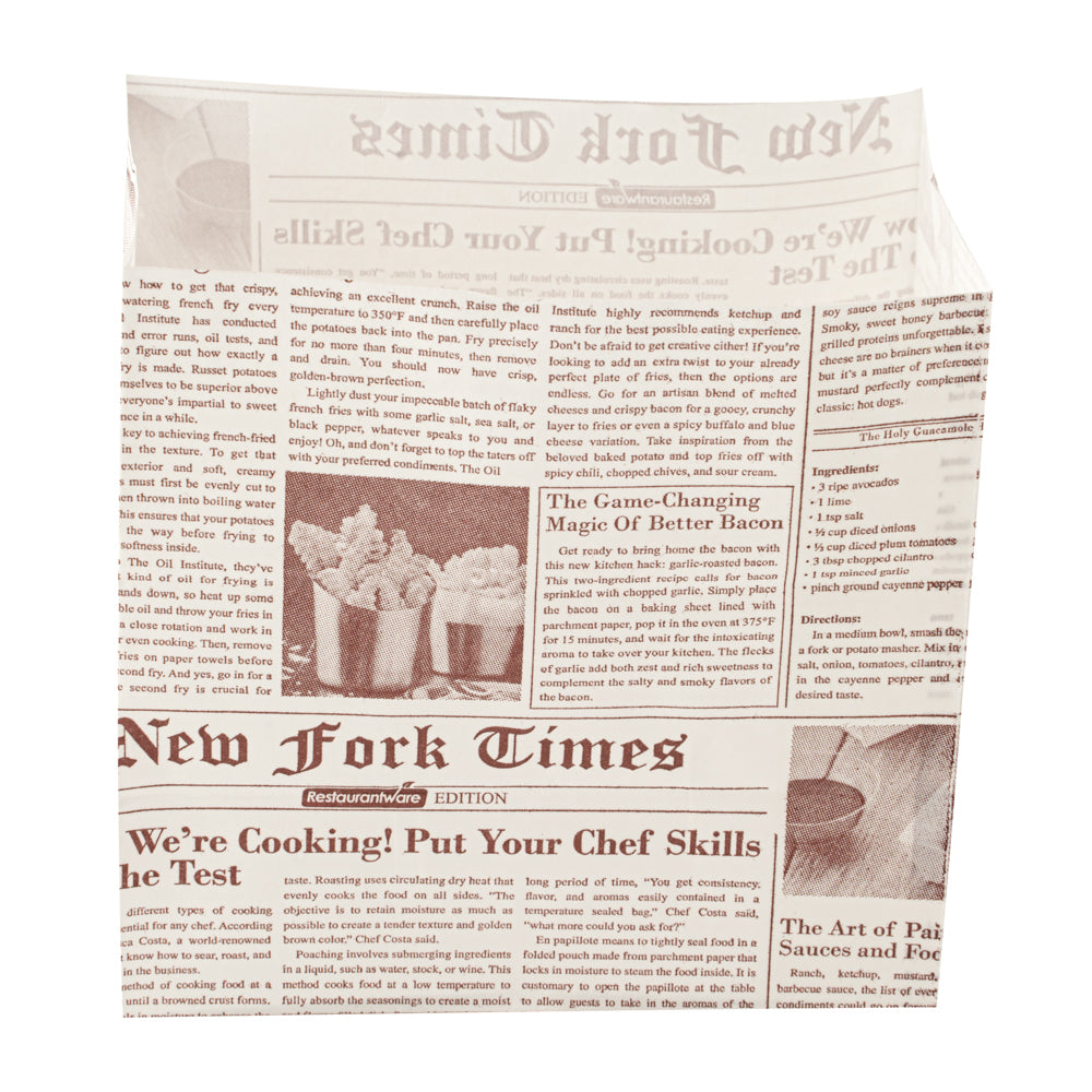 Bag Tek Sepia Newsprint Paper Small Snack Bag - 4" x 2 1/4" x 3 3/4" - 100 count box