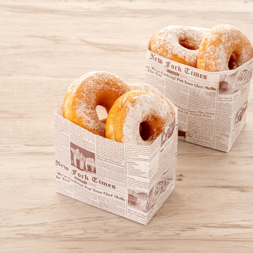 Bag Tek Sepia Newsprint Paper Small Snack Bag - 4" x 2 1/4" x 3 3/4" - 100 count box