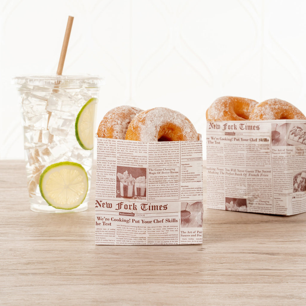 Bag Tek Sepia Newsprint Paper Small Snack Bag - 4" x 2 1/4" x 3 3/4" - 100 count box