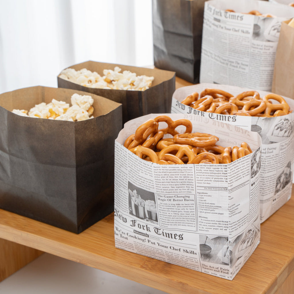 Bag Tek Newsprint Paper Small Snack Bag - 4" x 2 1/4" x 3 3/4" - 100 count box