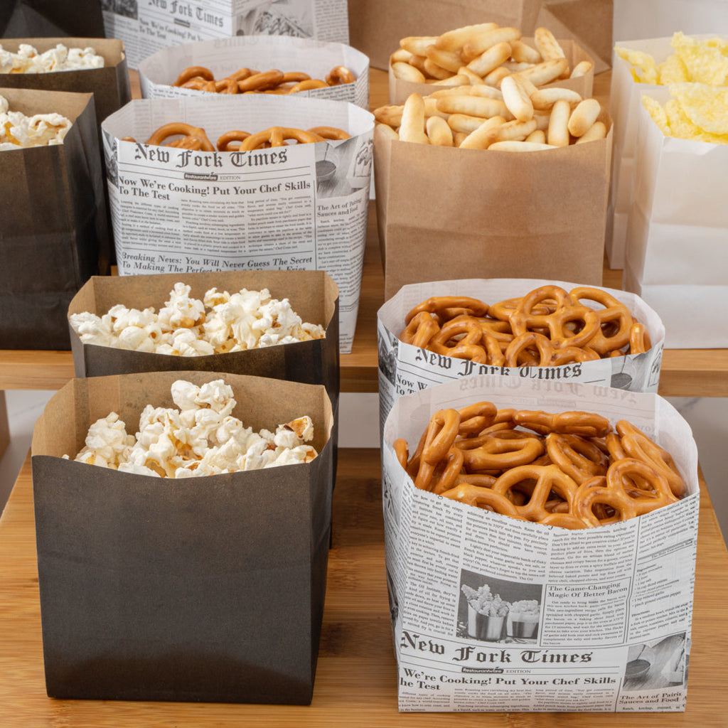 Bag Tek Newsprint Paper Small Snack Bag - 4" x 2 1/4" x 3 3/4" - 100 count box