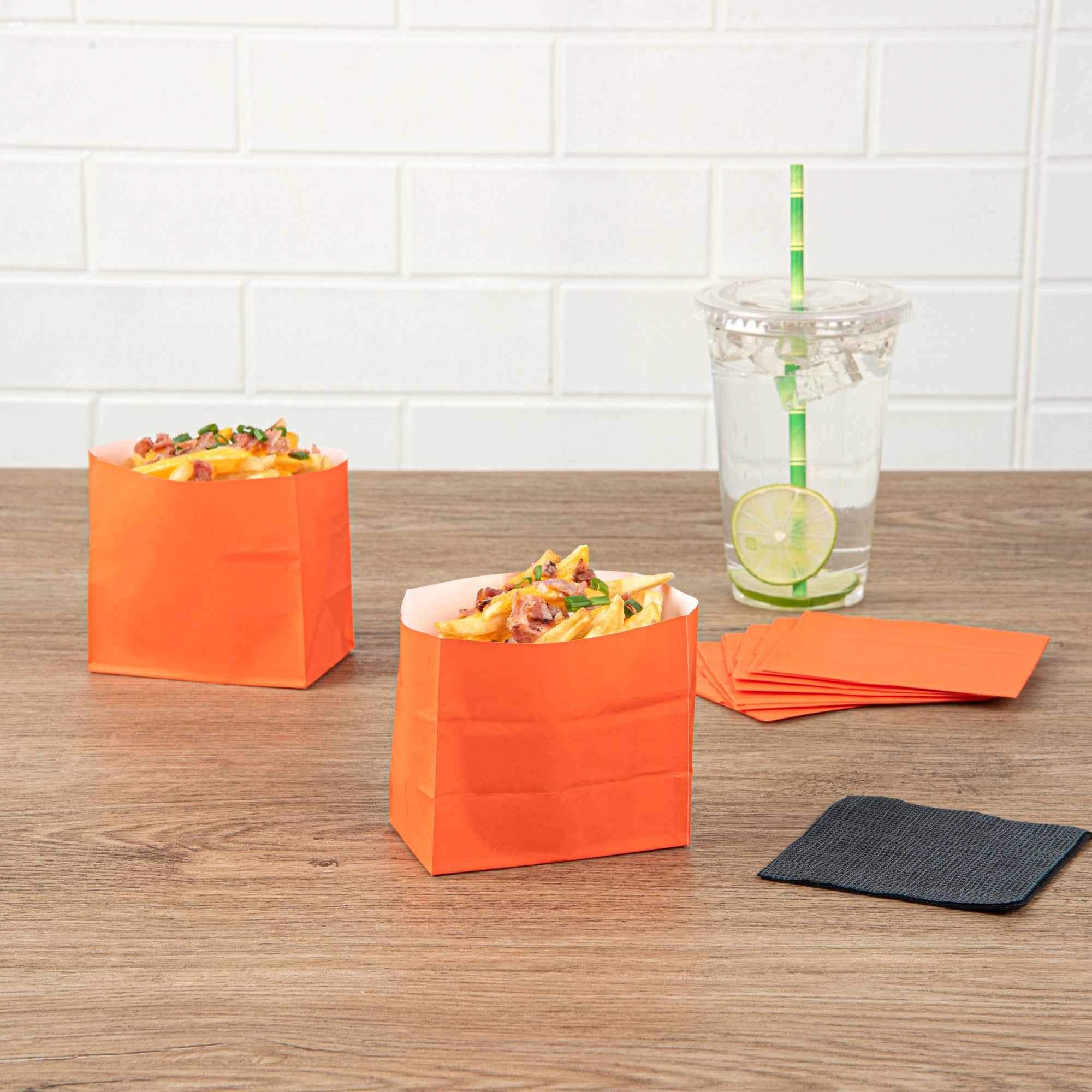 Bag Tek Tangerine Orange Paper Small Snack Bag - 3 3/4" x 2 1/4" x 3 3/4" - 100 count box