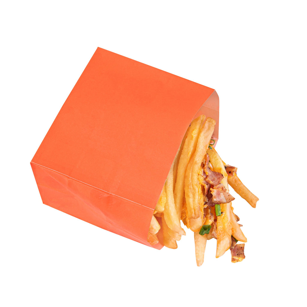 Bag Tek Tangerine Orange Paper Small Snack Bag - 3 3/4" x 2 1/4" x 3 3/4" - 100 count box