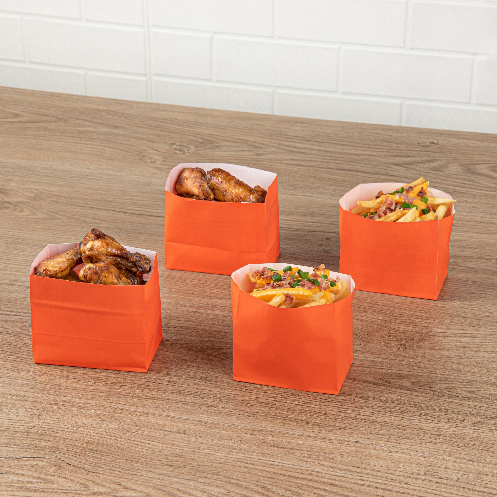 Bag Tek Tangerine Orange Paper Small Snack Bag - 3 3/4" x 2 1/4" x 3 3/4" - 100 count box