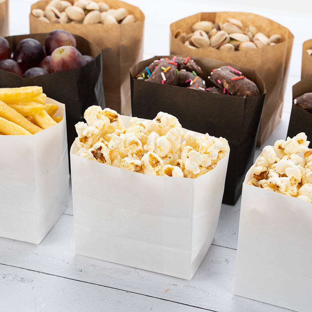 Bag Tek White Paper Small Snack Bag - 4" x 2 1/4" x 3 3/4" - 100 count box