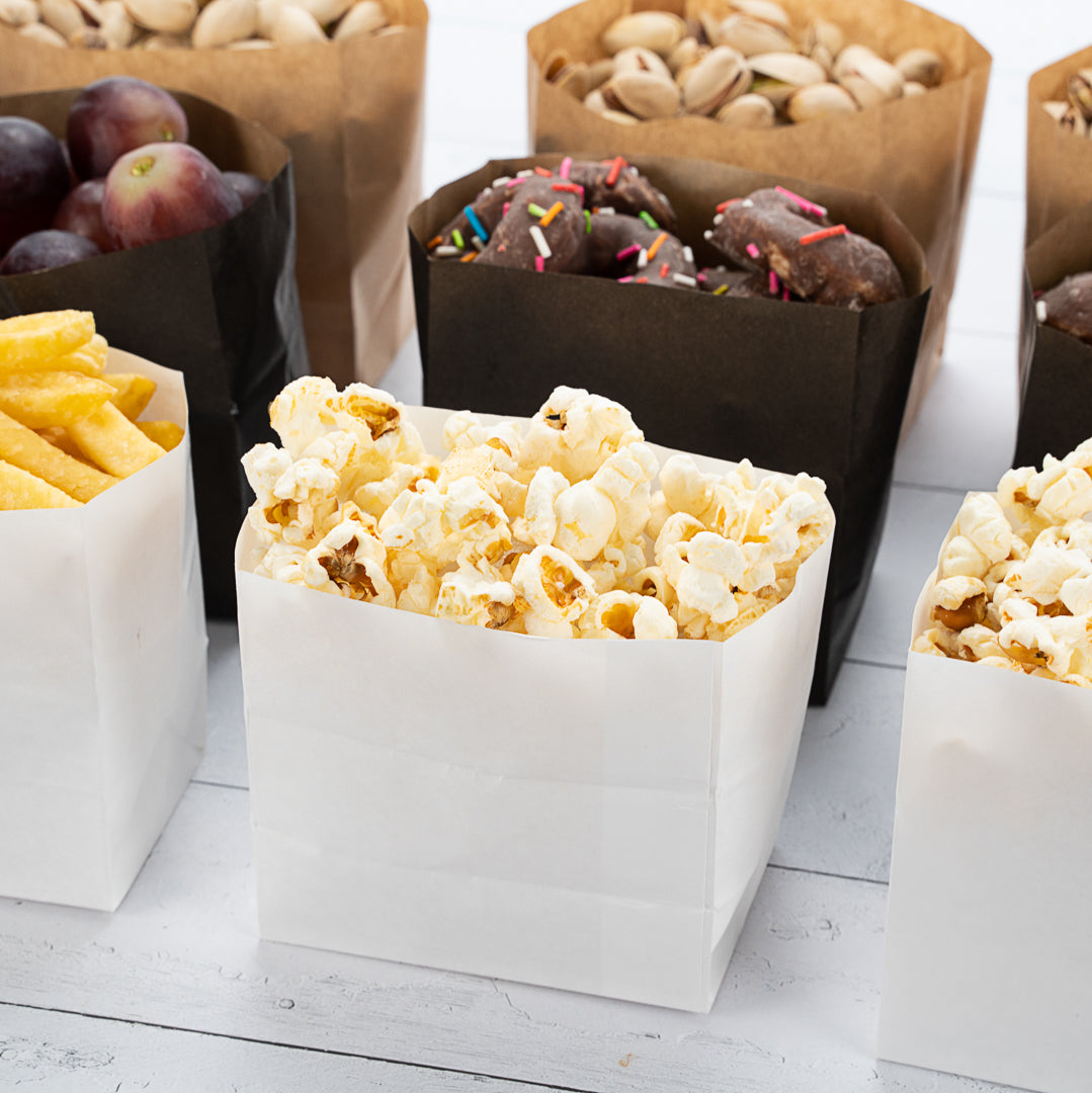 Bag Tek White Paper Small Snack Bag - 4" x 2 1/4" x 3 3/4" - 100 count box