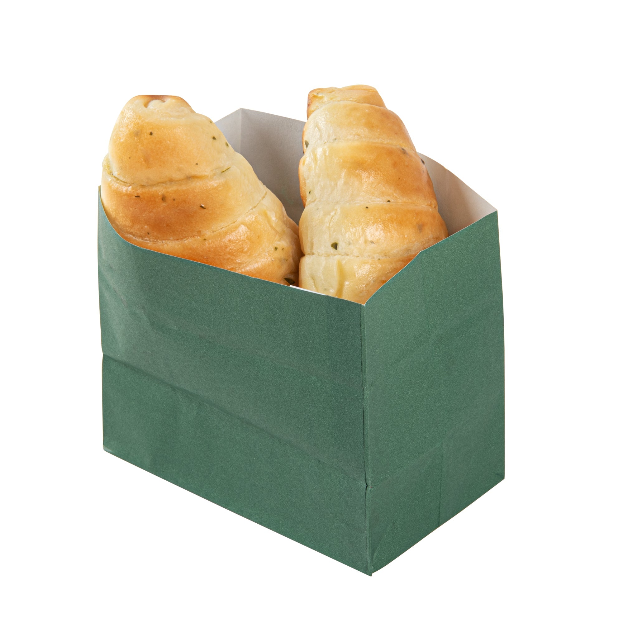 Bag Tek Forest Green Paper Large Snack Bag - 4 1/4" x 2 1/2" x 3 3/4" - 100 count box
