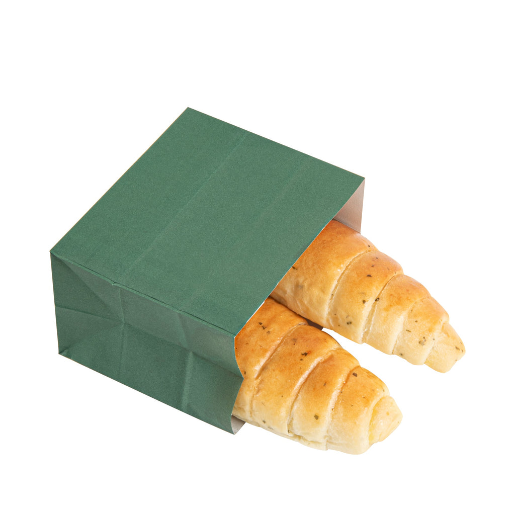 Bag Tek Forest Green Paper Large Snack Bag - 4 1/4" x 2 1/2" x 3 3/4" - 100 count box