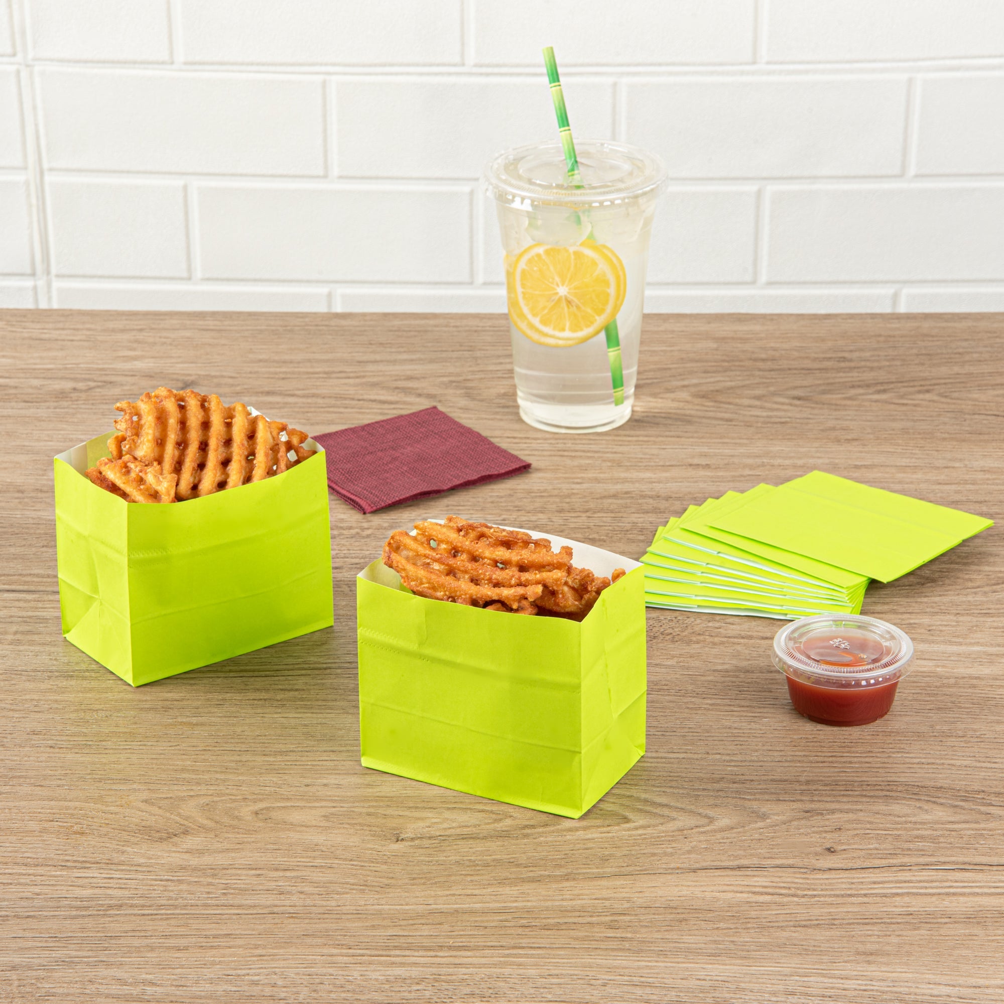 Bag Tek Eco Green Paper Large Snack Bag - 4 1/4" x 2 1/2" x 3 3/4" - 100 count box