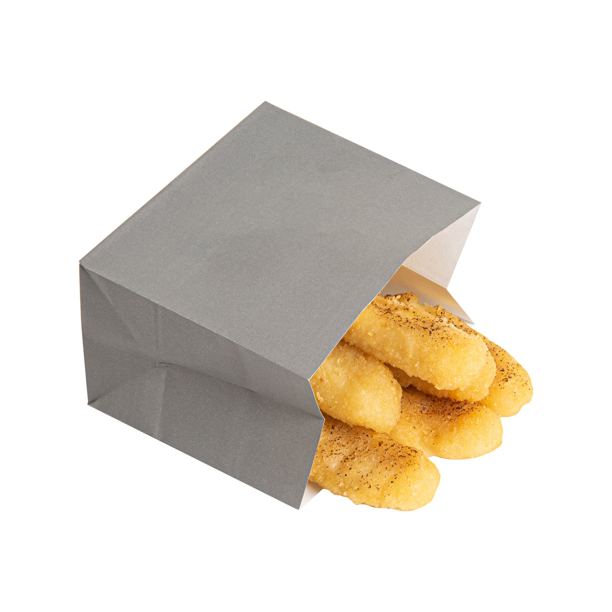 Bag Tek Gray Paper Large Snack Bag - 4 1/4" x 2 1/2" x 3 3/4" - 100 count box