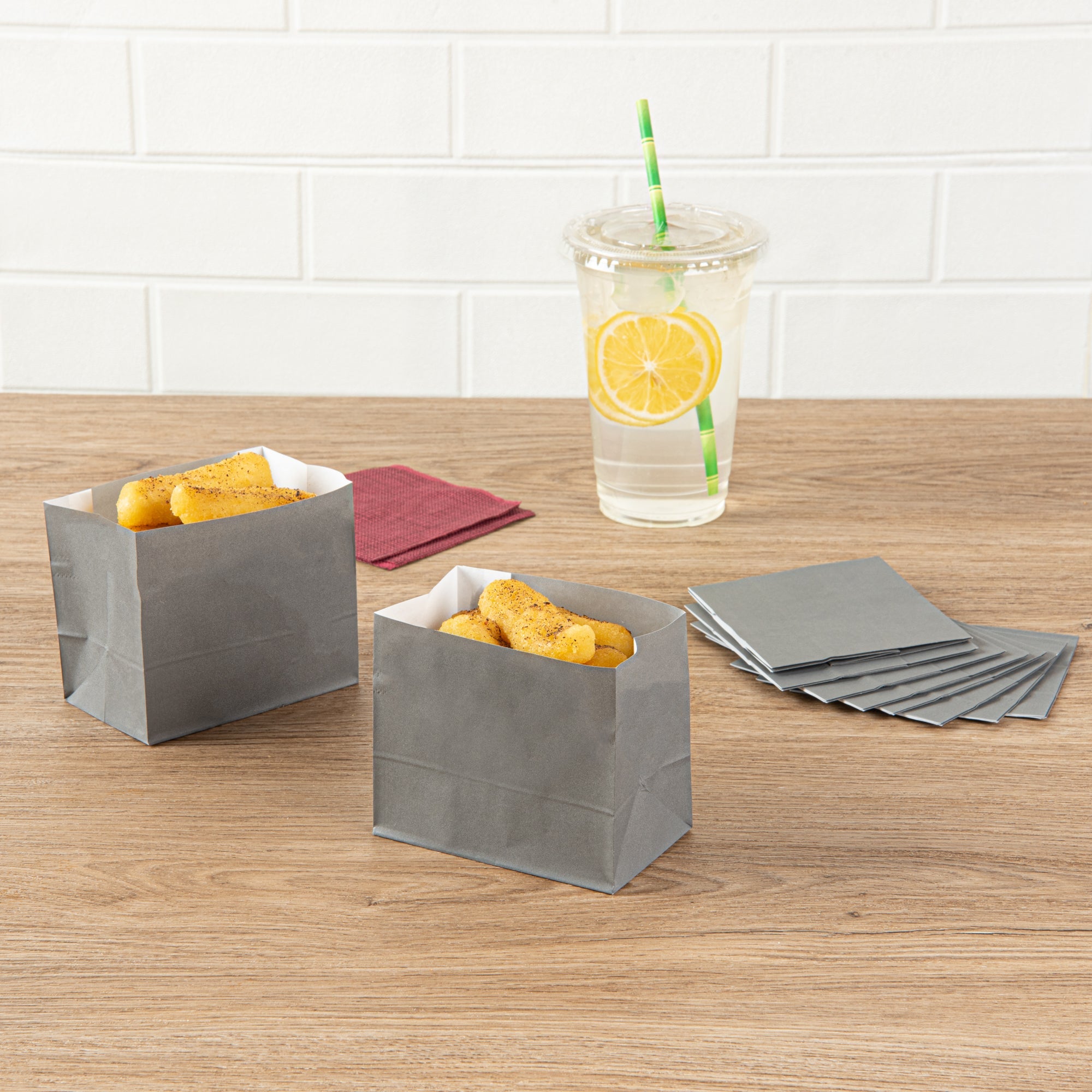 Bag Tek Gray Paper Large Snack Bag - 4 1/4" x 2 1/2" x 3 3/4" - 100 count box