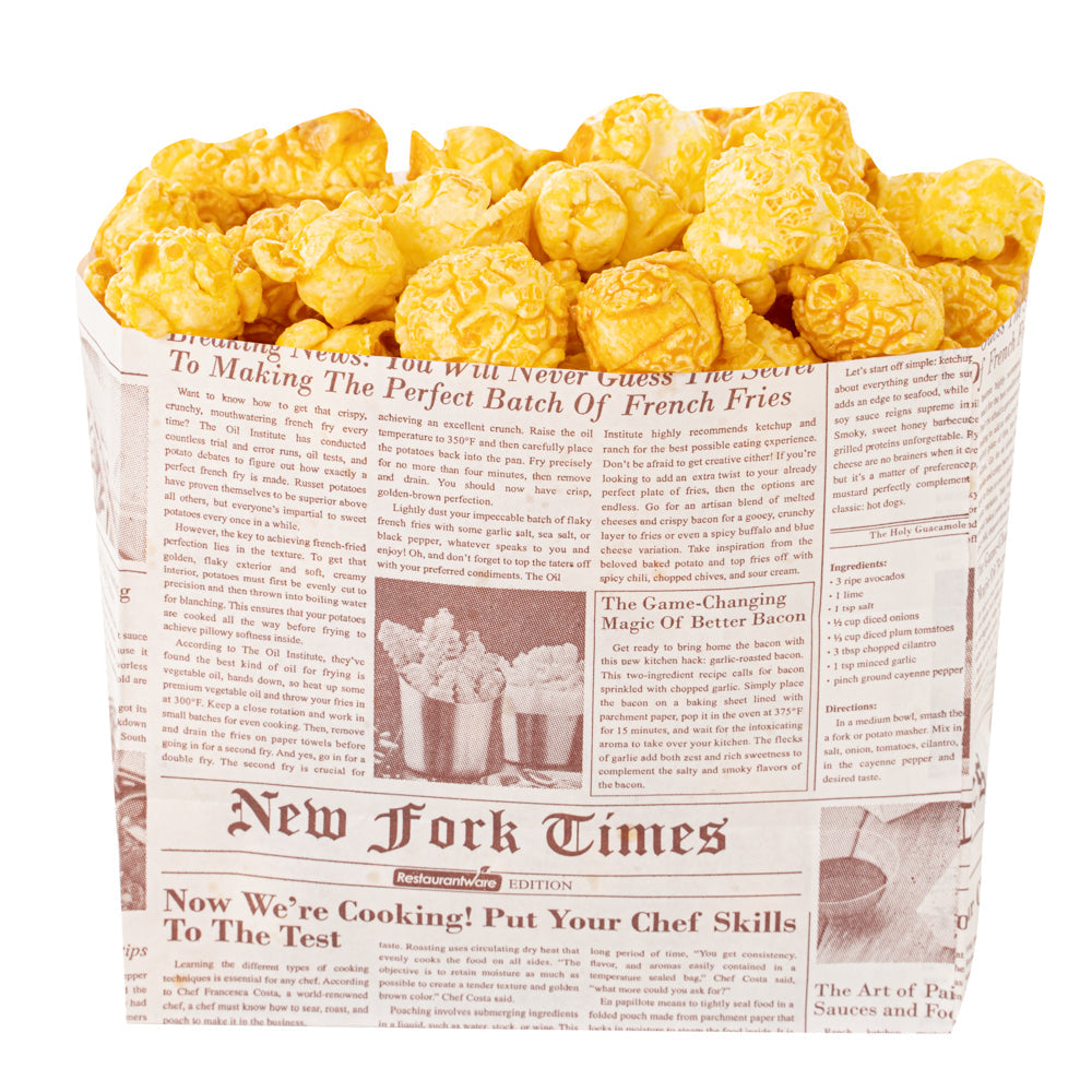 Bag Tek Sepia Newsprint Paper Large Snack Bag - 4 1/4" x 2 1/2" x 3 3/4" - 100 count box