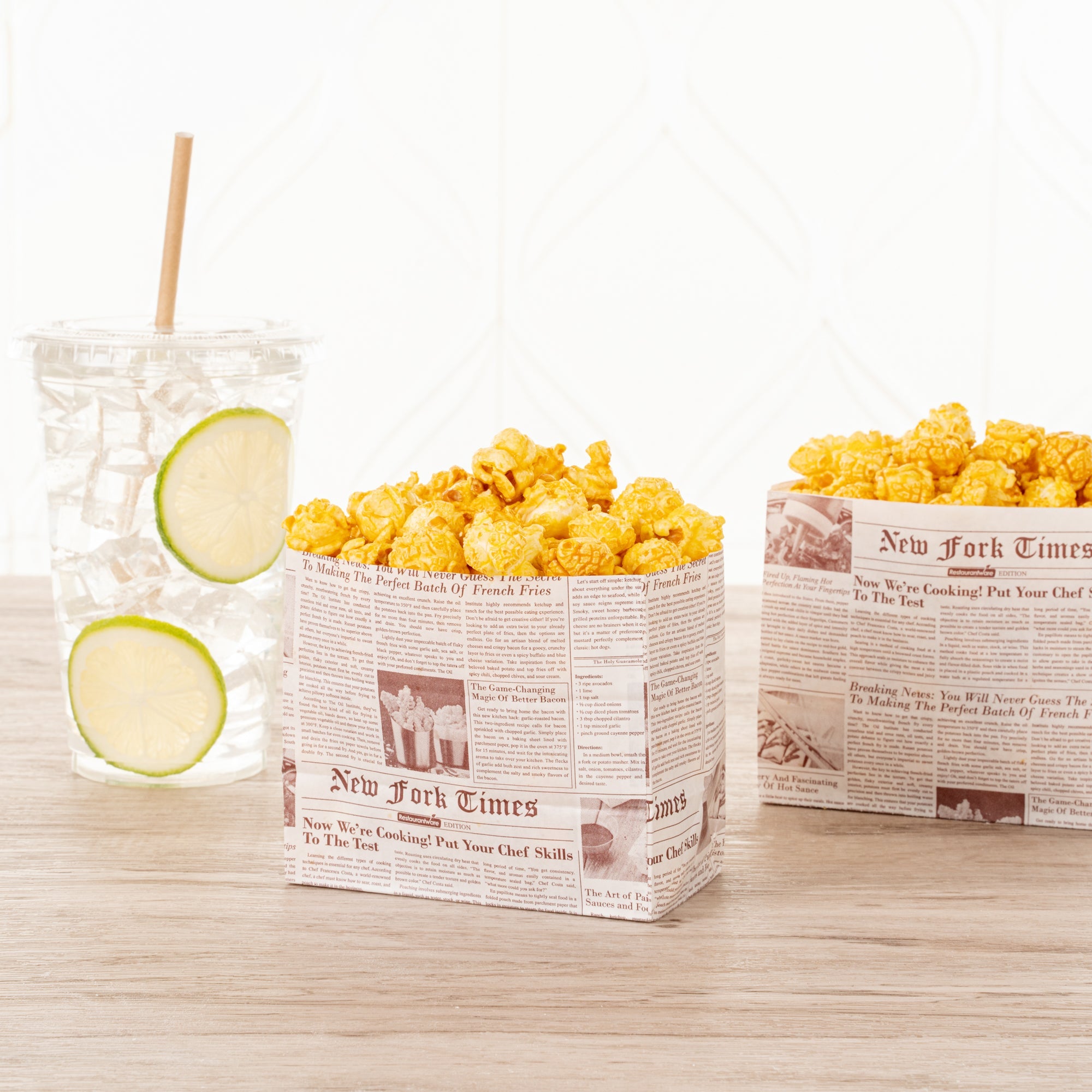 Bag Tek Sepia Newsprint Paper Large Snack Bag - 4 1/4" x 2 1/2" x 3 3/4" - 100 count box