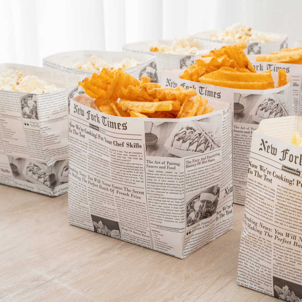 Bag Tek Newsprint Paper Large Snack Bag - 4 1/4" x 2 1/2" x 3 3/4" - 100 count box