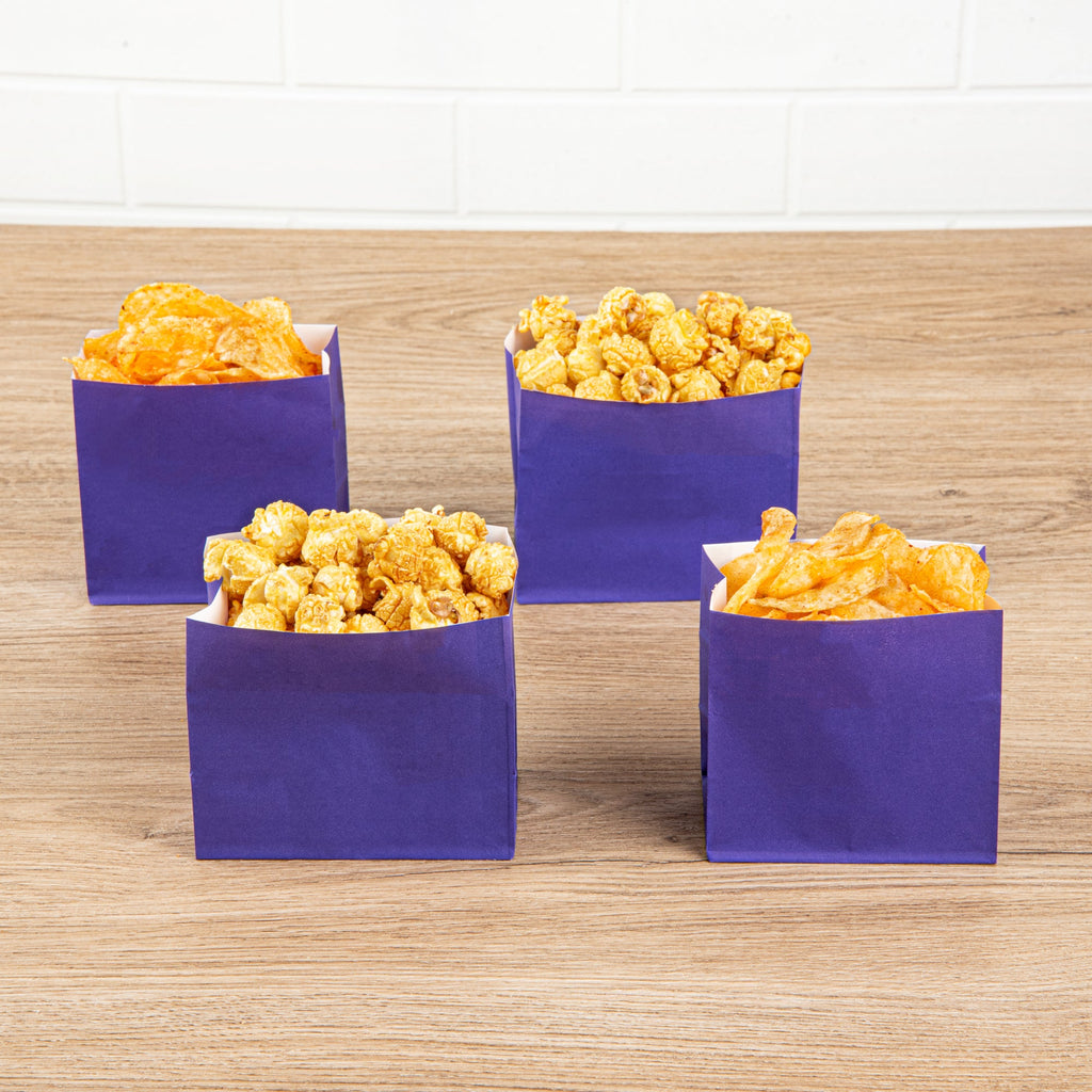Bag Tek Purple Paper Large Snack Bag - 4 1/4" x 2 1/2" x 3 3/4" - 100 count box