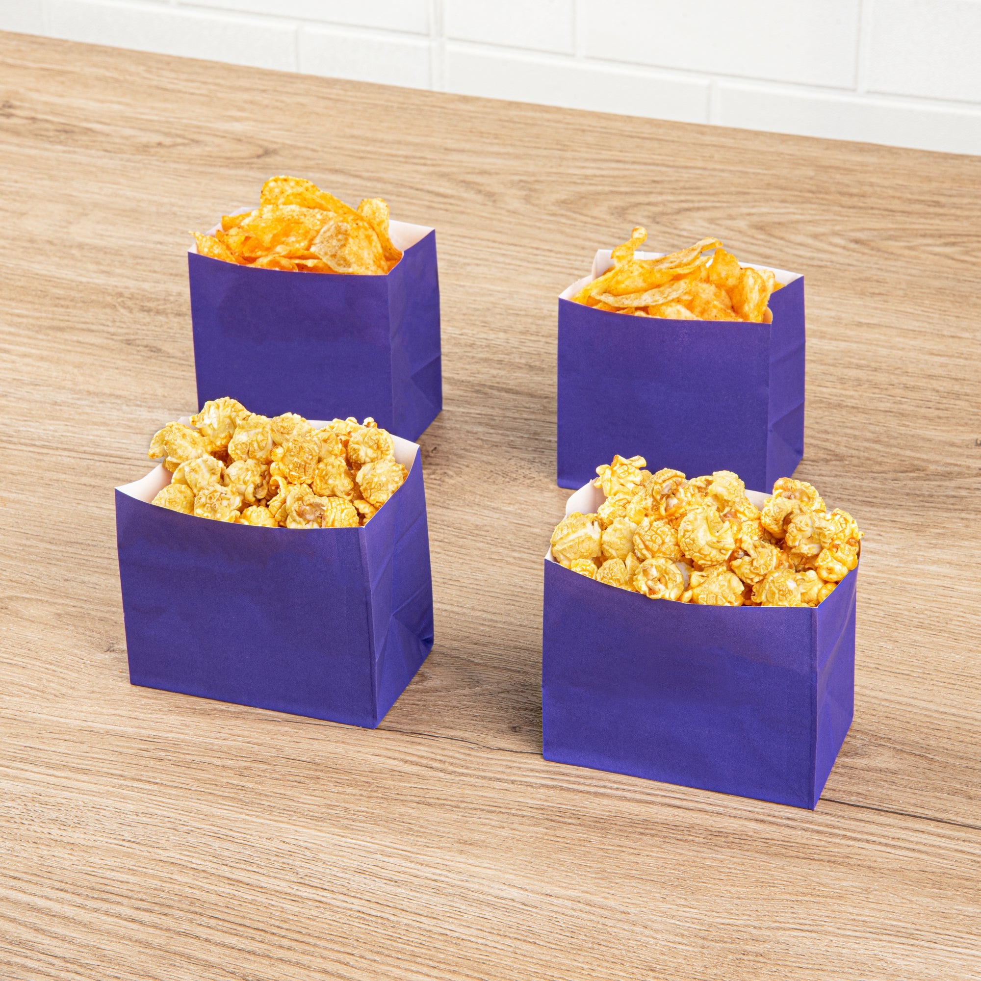 Bag Tek Purple Paper Large Snack Bag - 4 1/4" x 2 1/2" x 3 3/4" - 100 count box