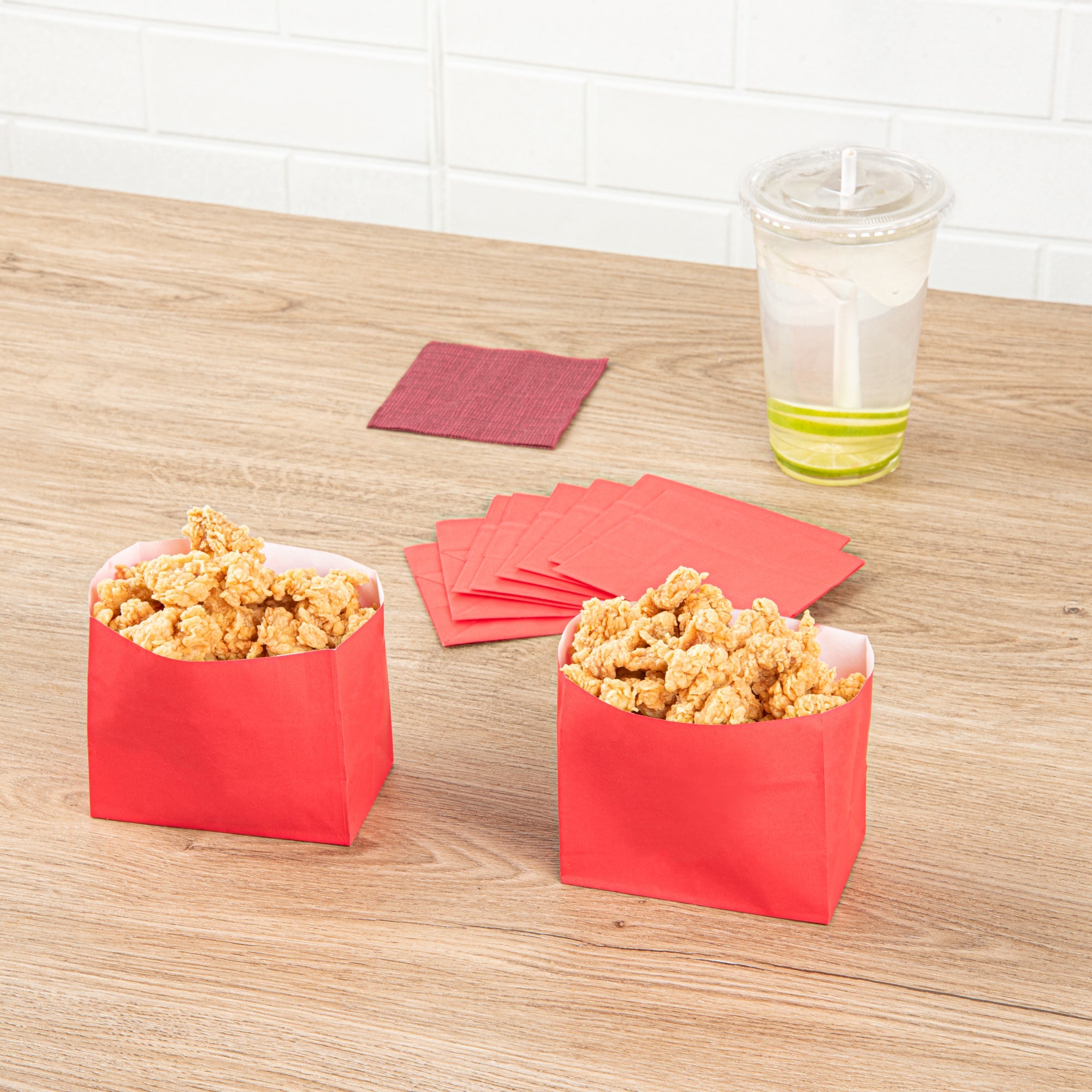 Bag Tek Red Paper Large Snack Bag - 4 1/4" x 2 1/2" x 3 3/4" - 100 count box