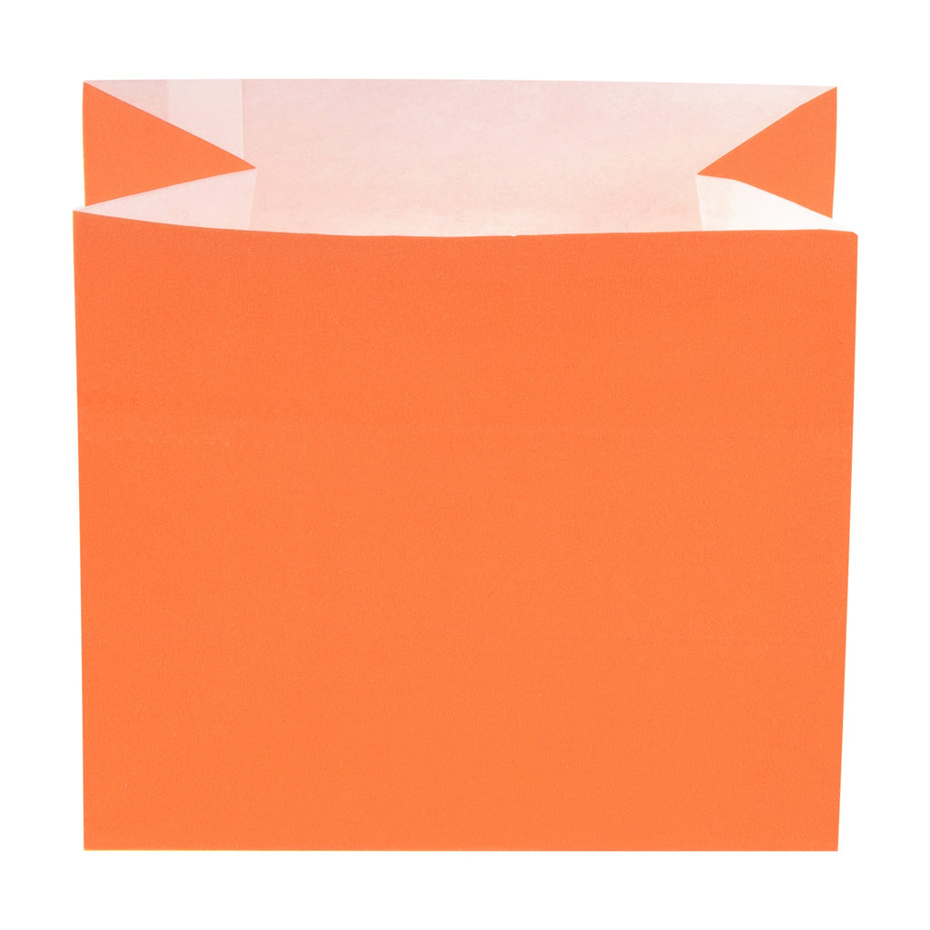 Bag Tek Tangerine Orange Paper Large Snack Bag - 4 1/4" x 2 1/2" x 3 3/4" - 100 count box