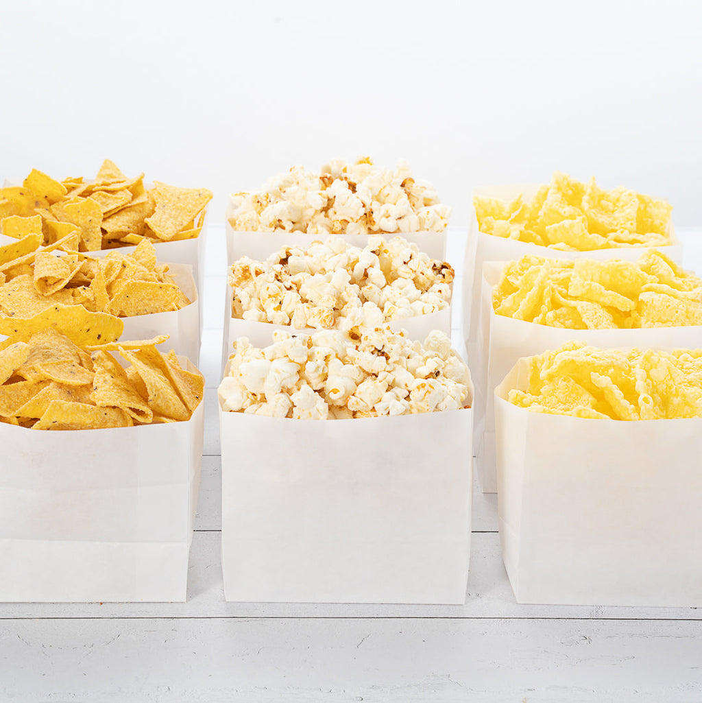Bag Tek White Paper Large Snack Bag - 4 1/4" x 2 1/2" x 3 3/4" - 100 count box