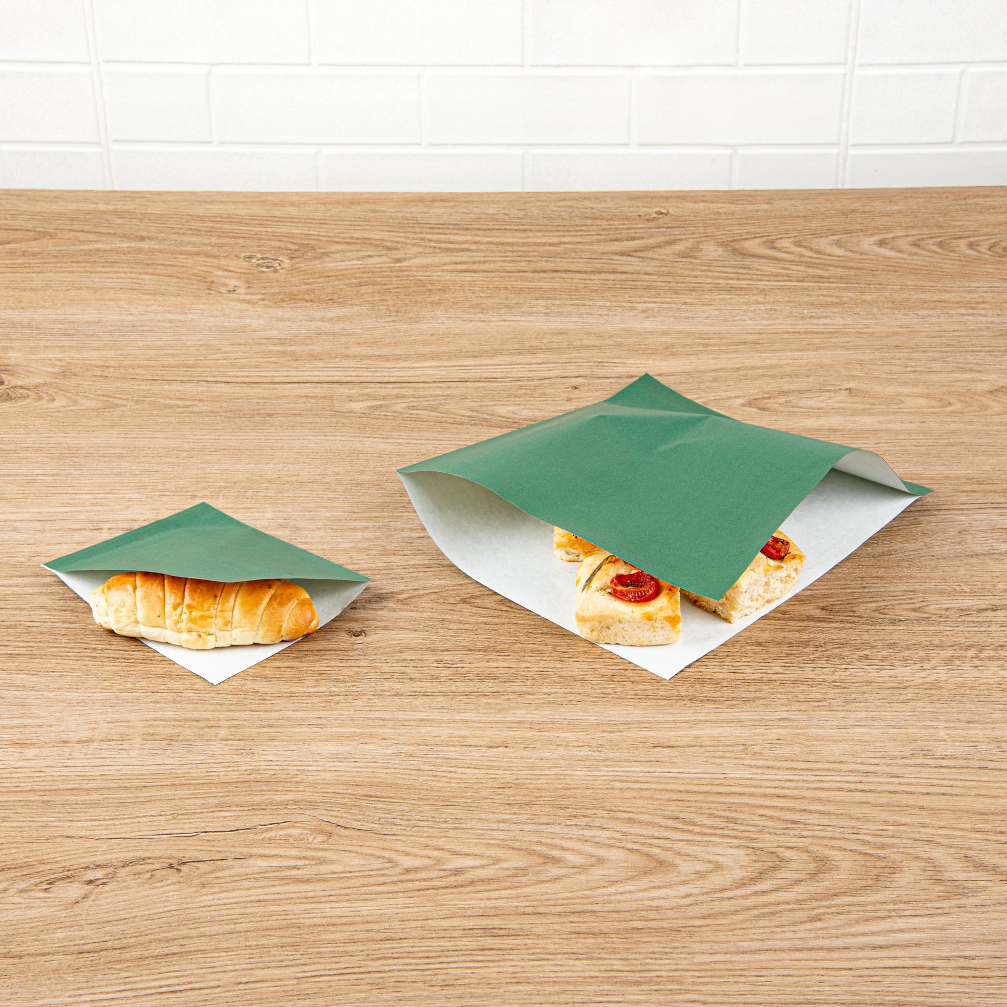 Bag Tek Forest Green Paper Small Double Open Bag - Greaseproof - 6 1/4" x 4 3/4" - 100 count box