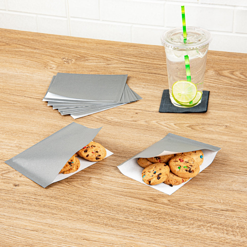 Bag Tek Gray Paper Small Double Open Bag - Greaseproof - 6 1/4" x 4 3/4" - 100 count box