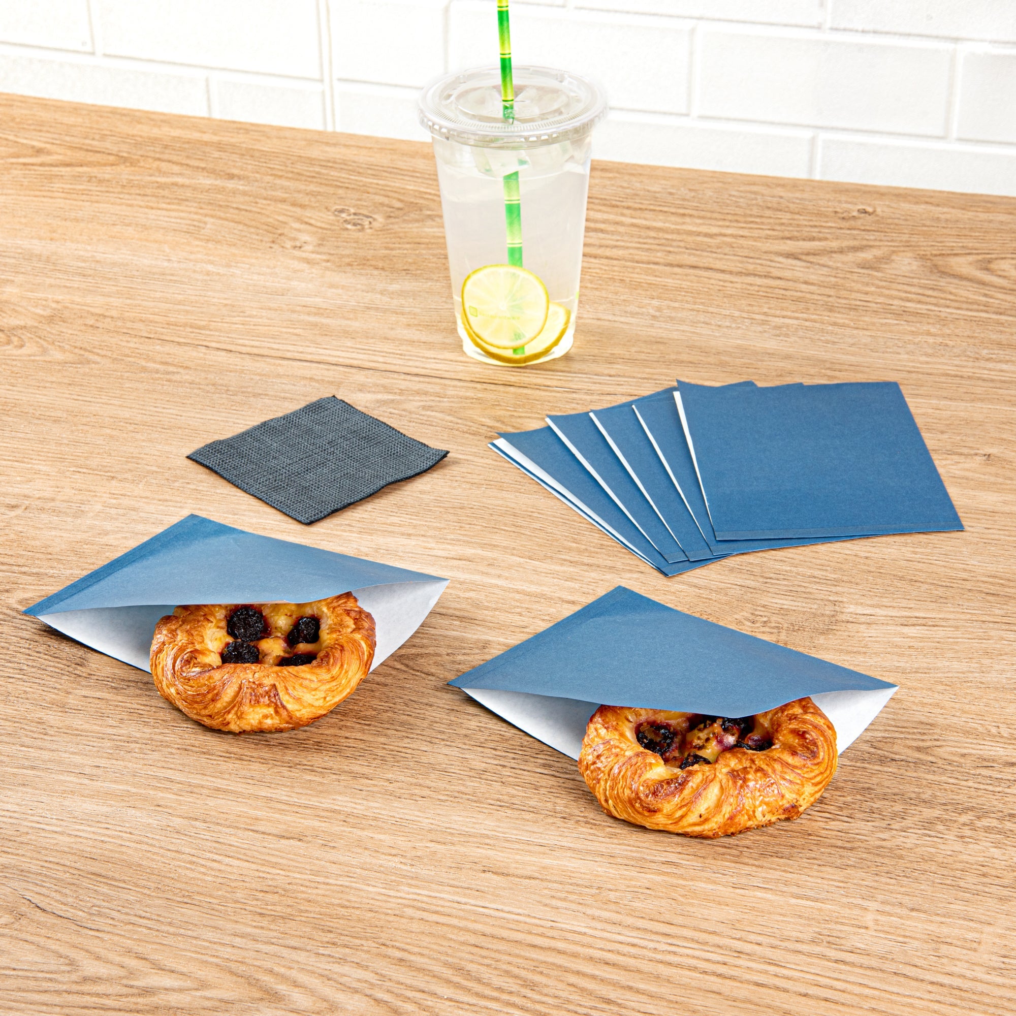 Bag Tek Midnight Blue Paper Small Double Open Bag - Greaseproof - 6 1/4" x 4 3/4" - 100 count box