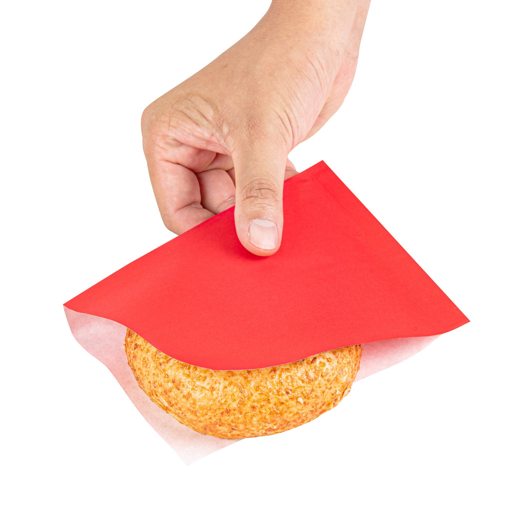 Bag Tek Red Paper Small Double Open Bag - Greaseproof - 6 1/4" x 4 3/4" - 100 count box