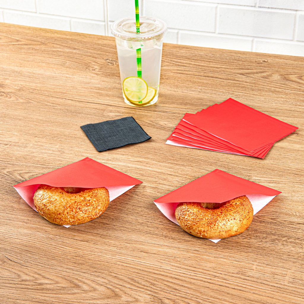 Bag Tek Red Paper Small Double Open Bag - Greaseproof - 6 1/4" x 4 3/4" - 100 count box